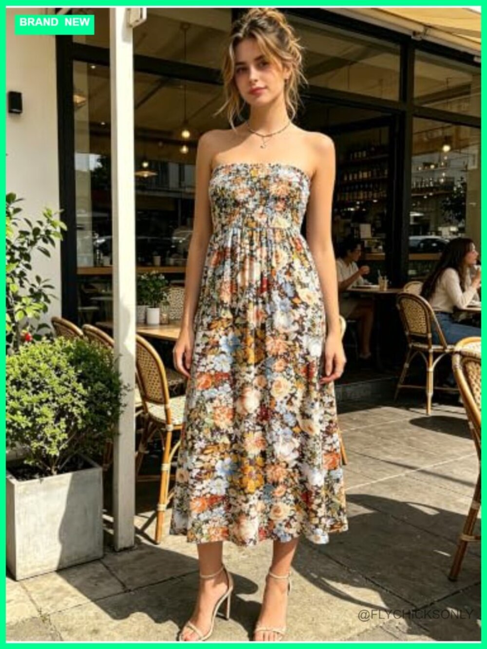 Women's Maxi Skirt Smocked High Waist Boho Flowy Long Skirt - Picture 2 of 6